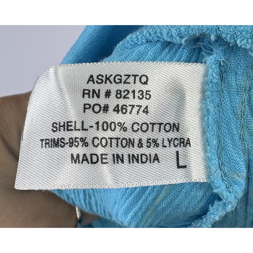 Fresh Produce Women's Tiered Cotton Floral Blue Skirt Aqua Sz Lg Lightweight - Picture 4 of 7